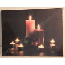 Картина с LED подсветкой: новогодние свечи, выполненная на холсте